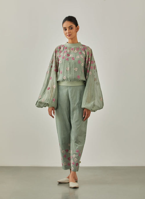 Aqua Noorie Flower Shower Rib Top - VineetRahul