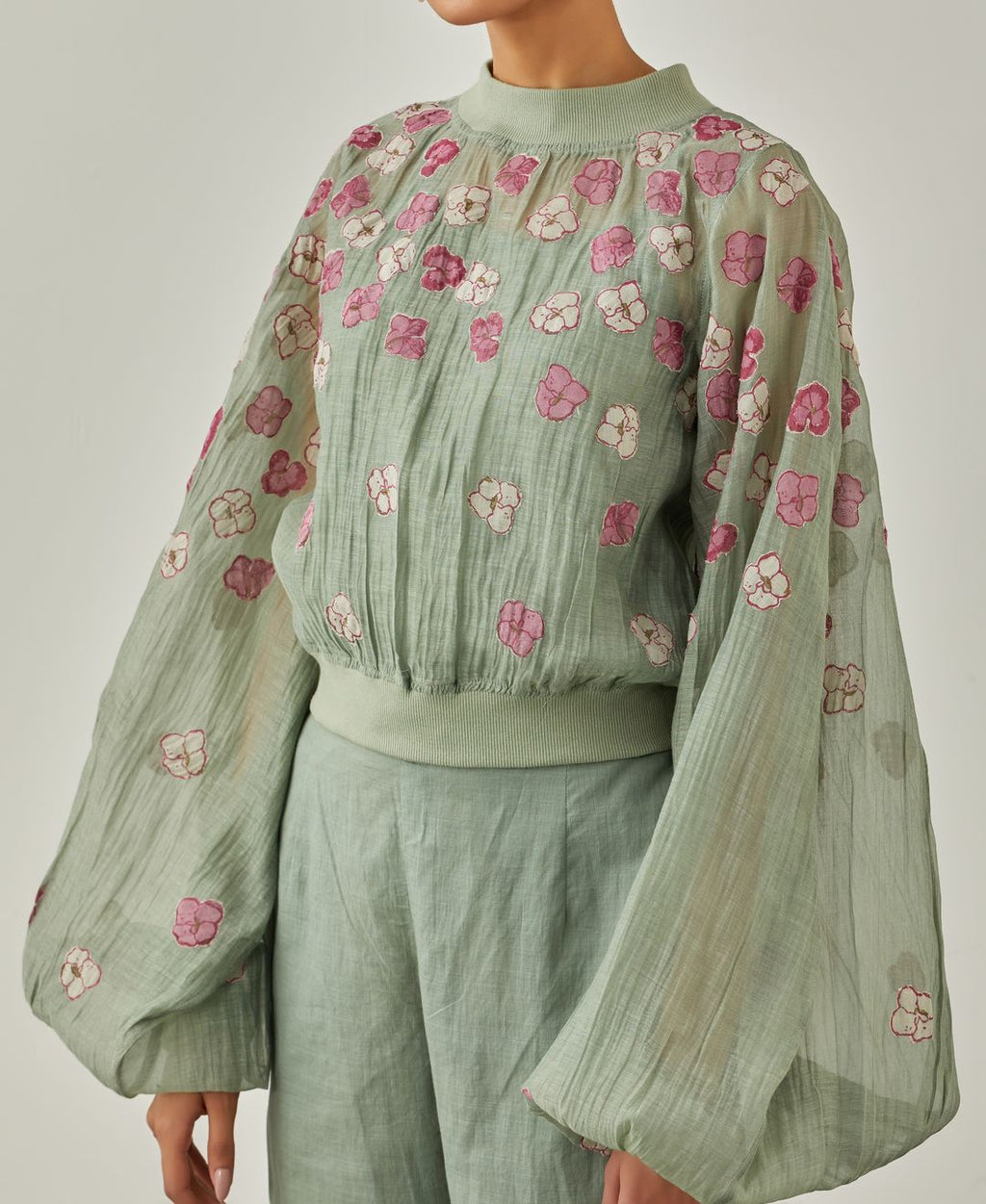 Aqua Noorie Flower Shower Rib Top - VineetRahul