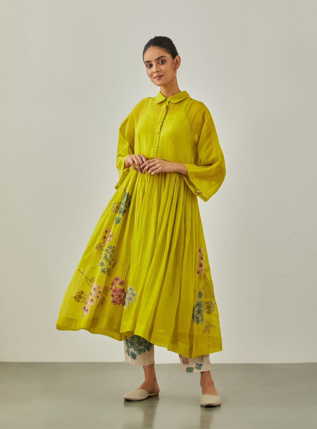 Lime Zarah Applique Dress - VineetRahul