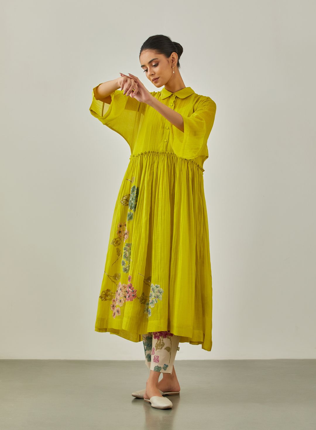 Lime Zarah Applique Dress - VineetRahul