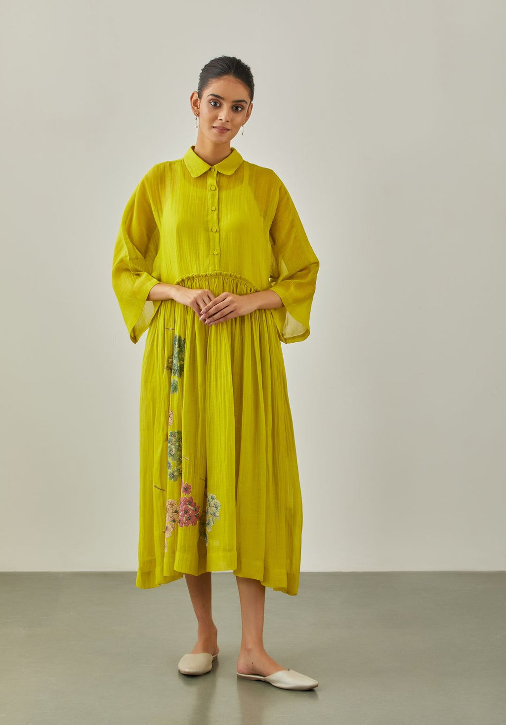 Lime Zarah Applique Dress - VineetRahul