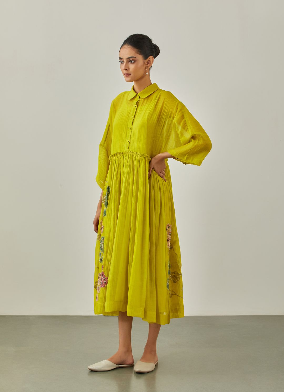 Lime Zarah Applique Dress - VineetRahul