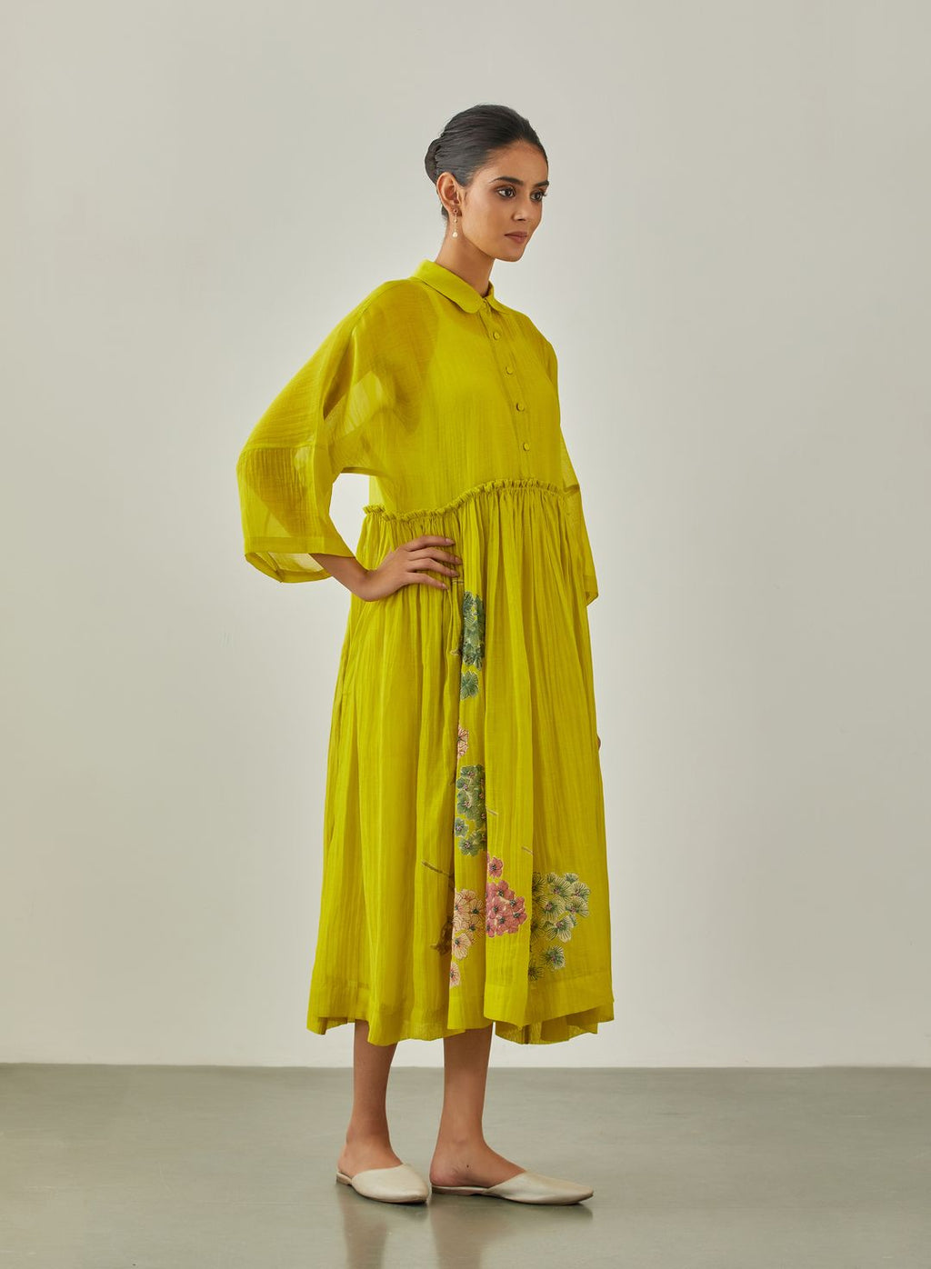 Lime Zarah Applique Dress - VineetRahul