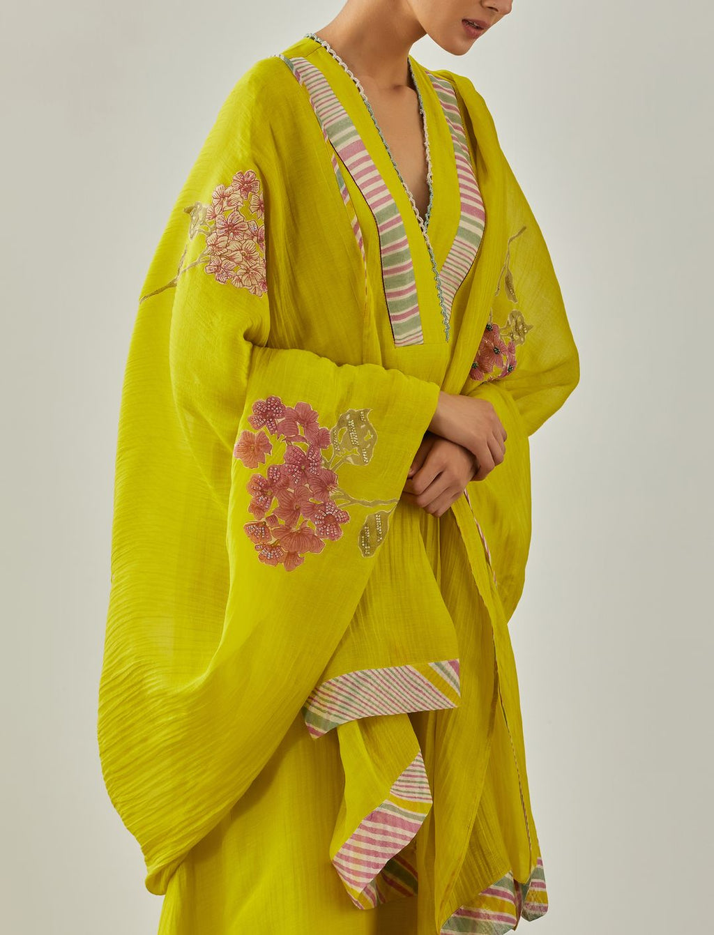 Lime Zarah Applique Dupatta - VineetRahul