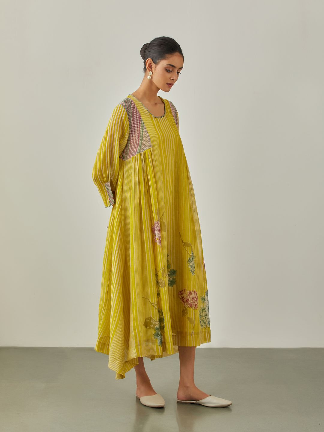 Lime Zarah Rain Panelled Dress - VineetRahul