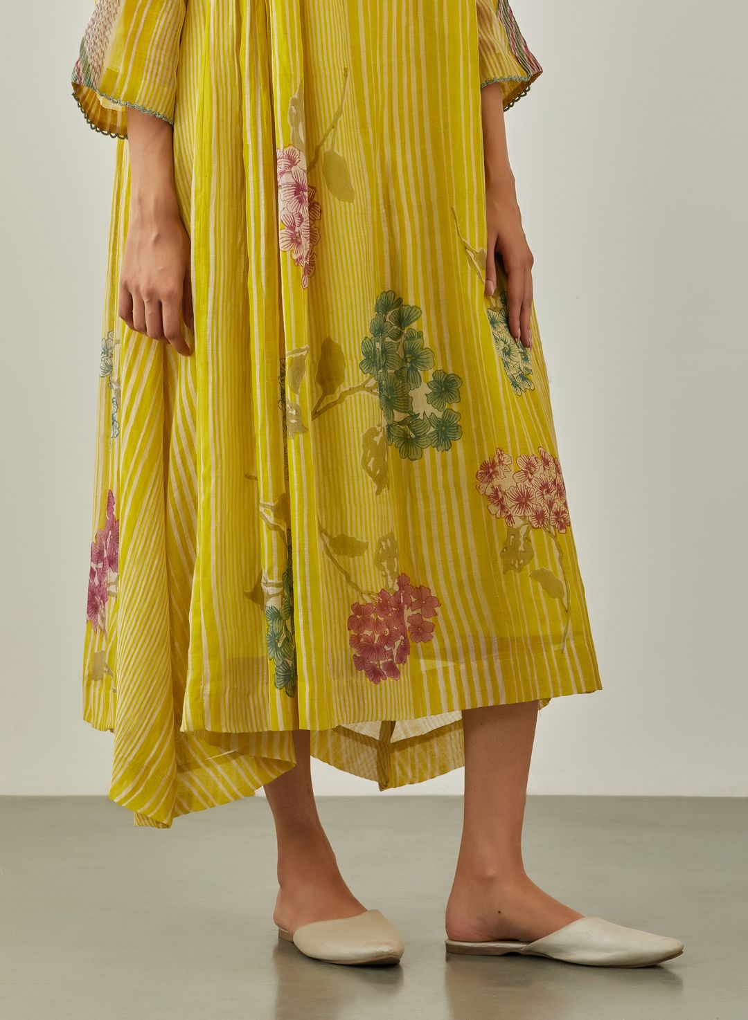 Lime Zarah Rain Panelled Dress - VineetRahul