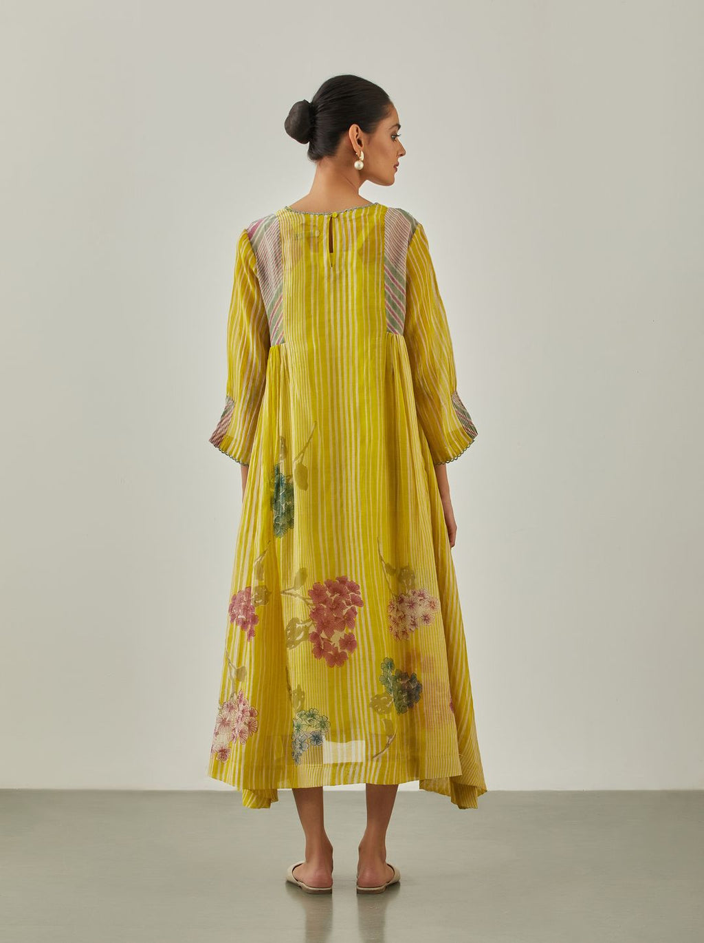Lime Zarah Rain Panelled Dress - VineetRahul