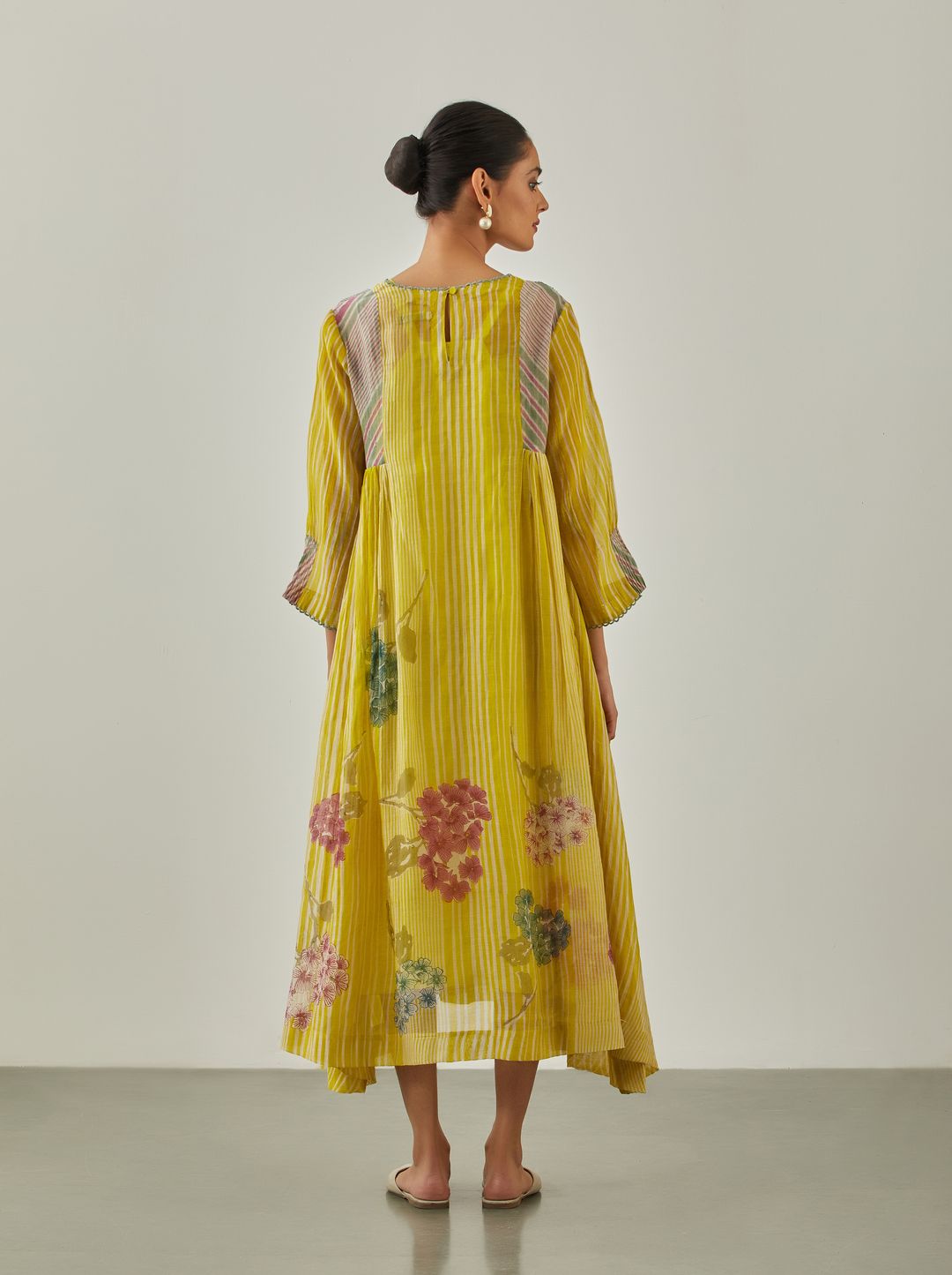 Lime Zarah Rain Panelled Dress - VineetRahul
