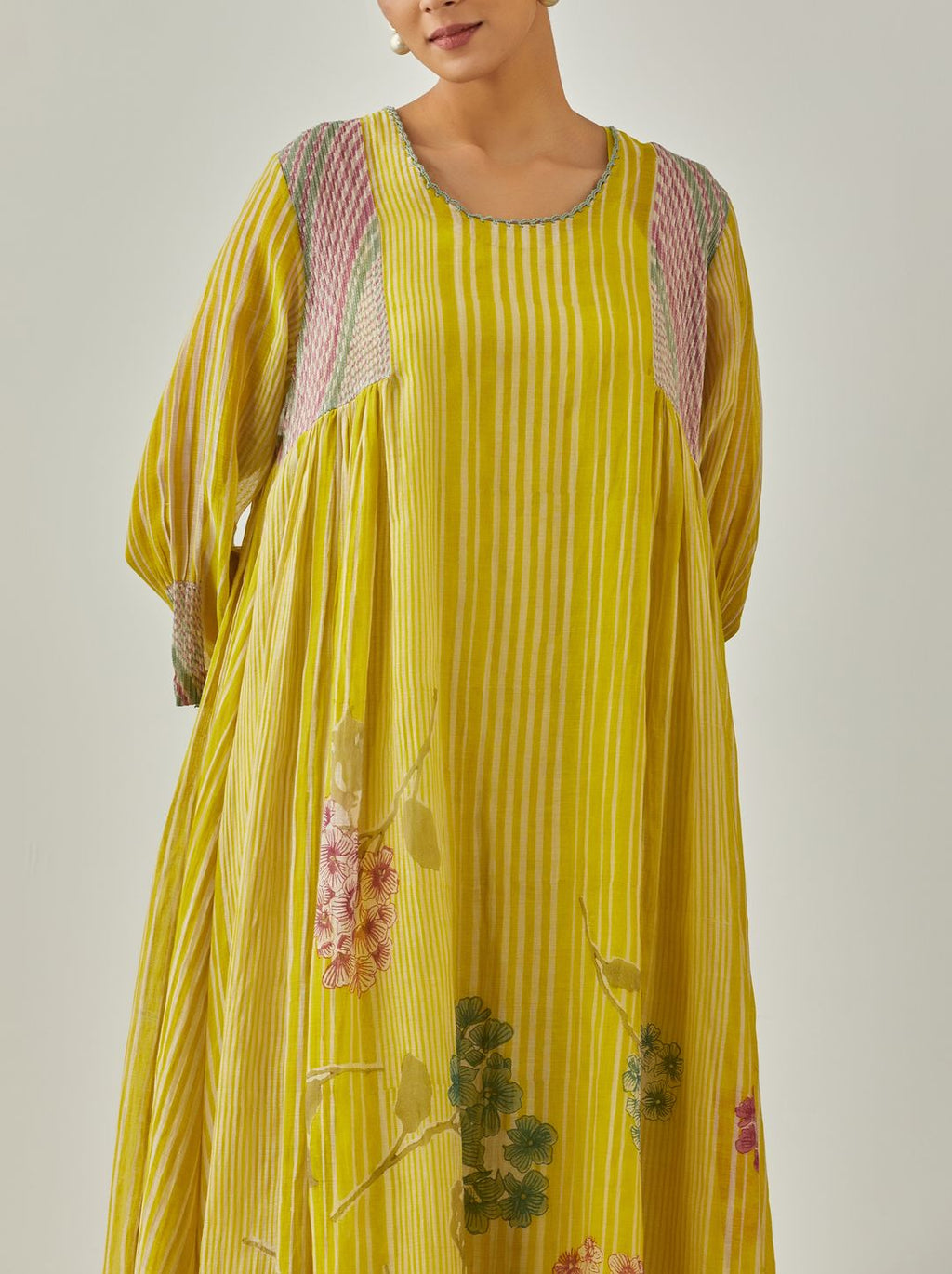 Lime Zarah Rain Panelled Dress - VineetRahul